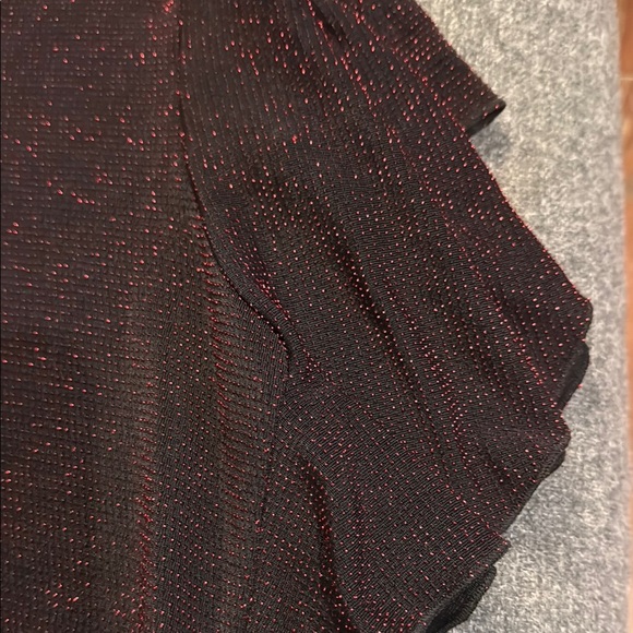 Elegant Butterfly wing Black and Red Sparkly Women's Top - Picture 4 of 5